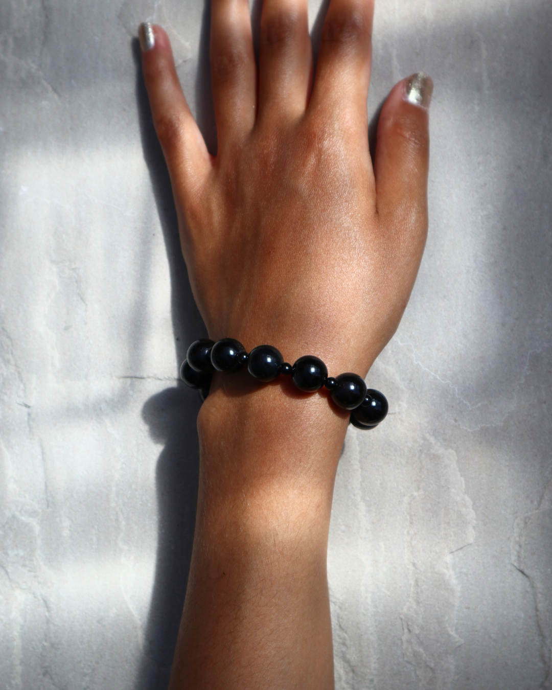black onyx small beaded bracelet