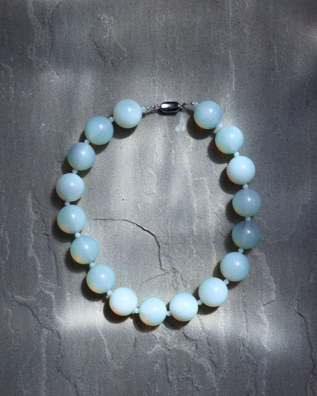 opalite beaded necklace with 925 silver clasp