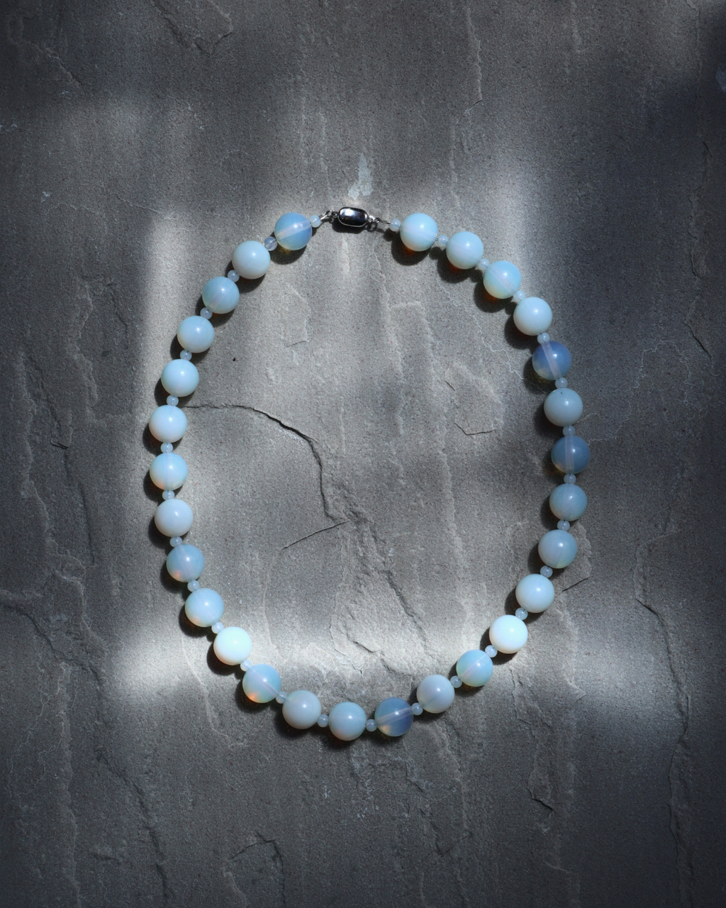 Opal Moon necklace, small bead