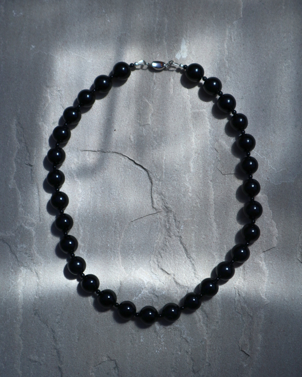 Black Onyx necklace, small bead