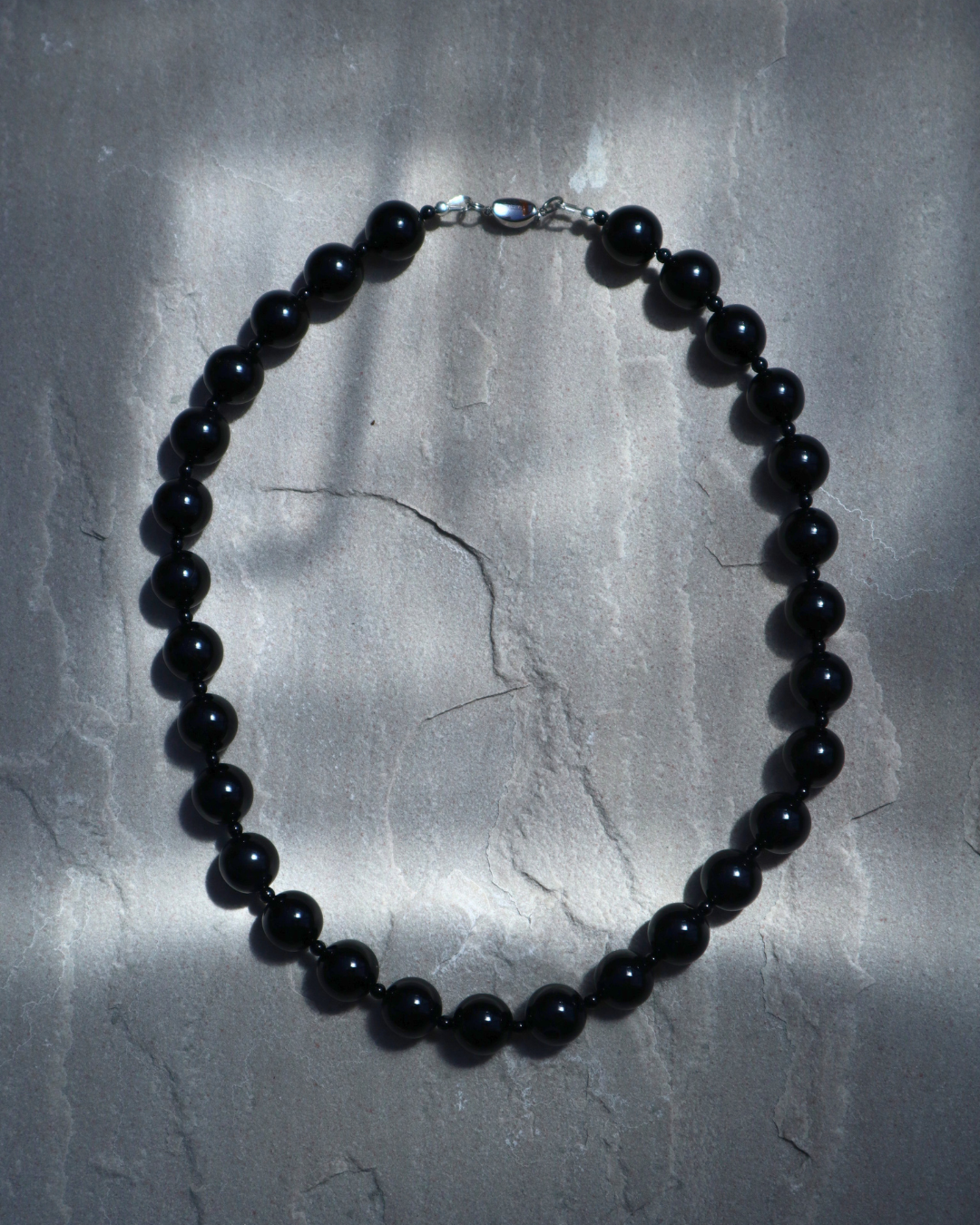 Black Onyx necklace, small bead
