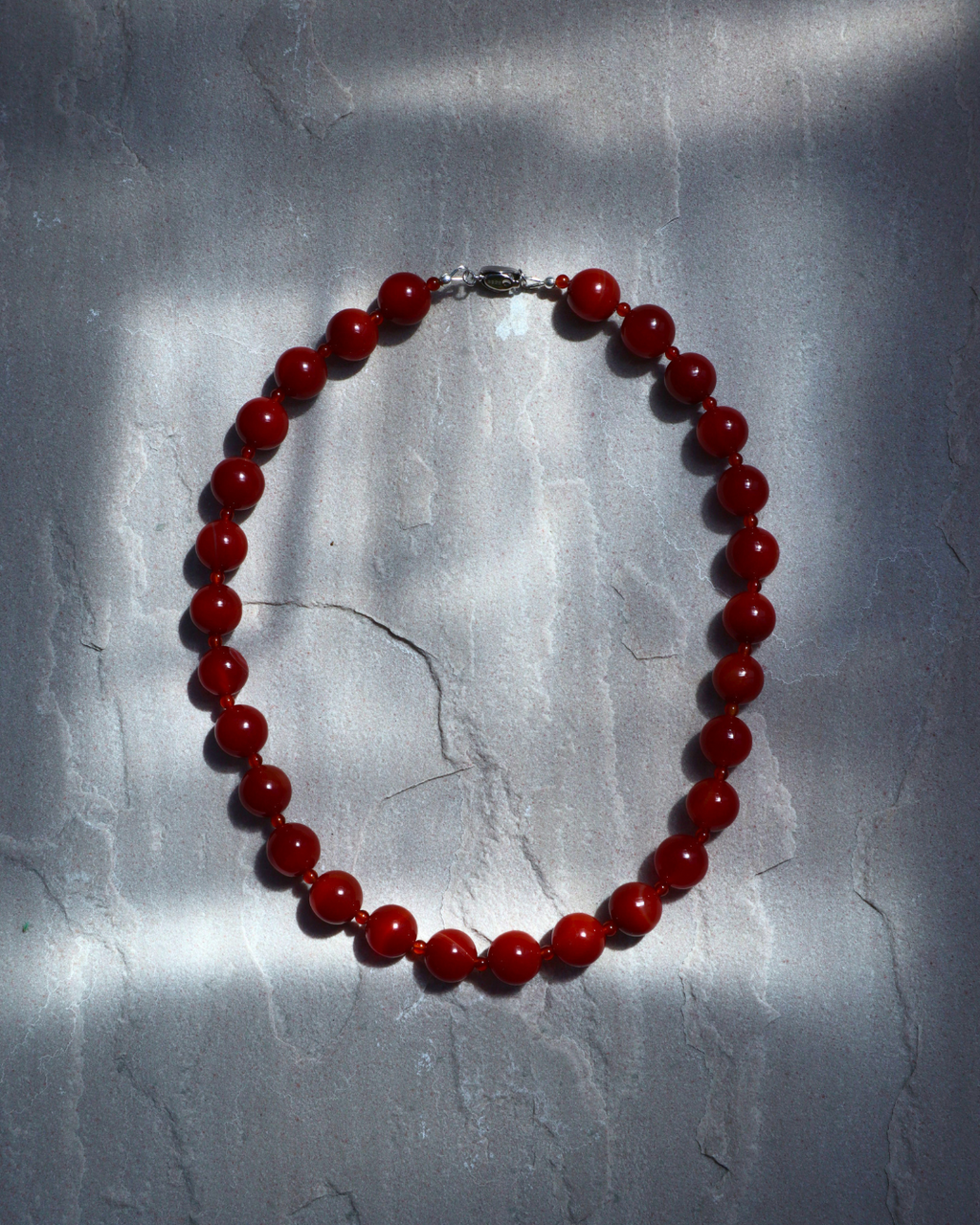 Red Carnelian necklace, small bead