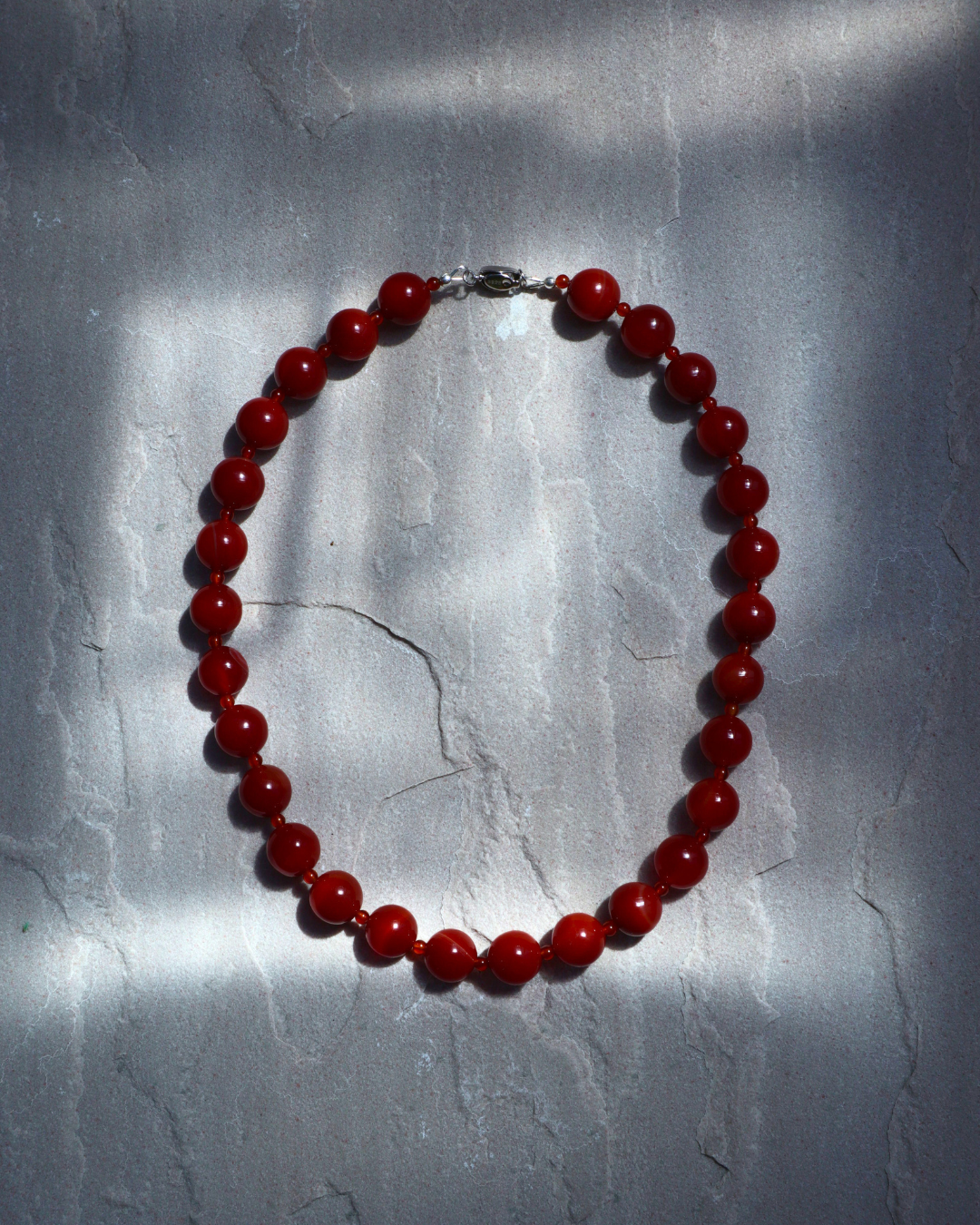 Red Carnelian necklace, small bead