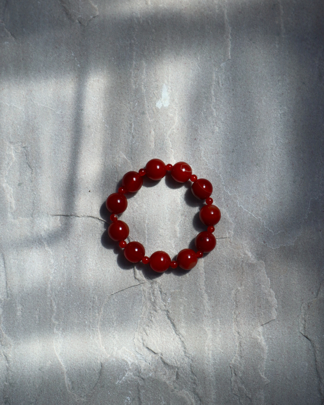 red carnelian small beaded bracelet