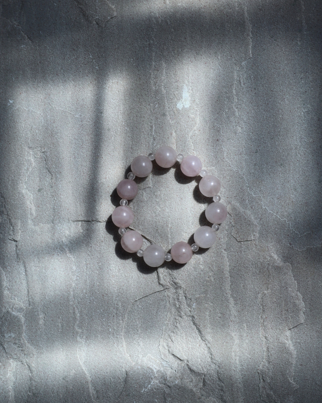 rose quartz small beaded bracelet