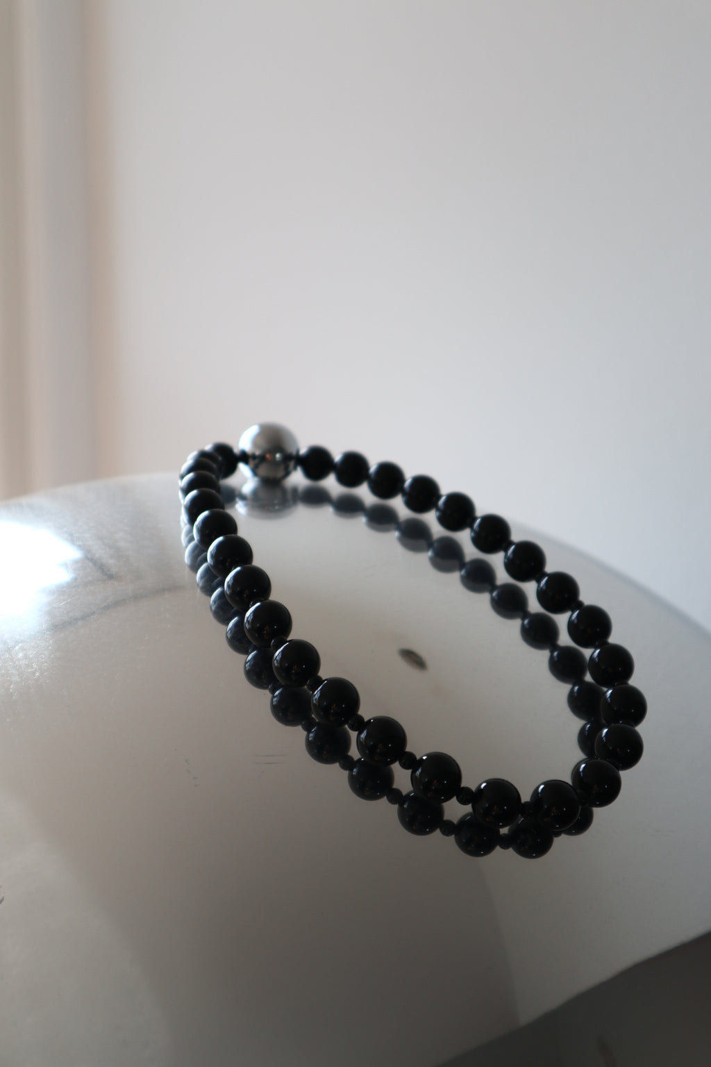 Black Onyx necklace, small bead