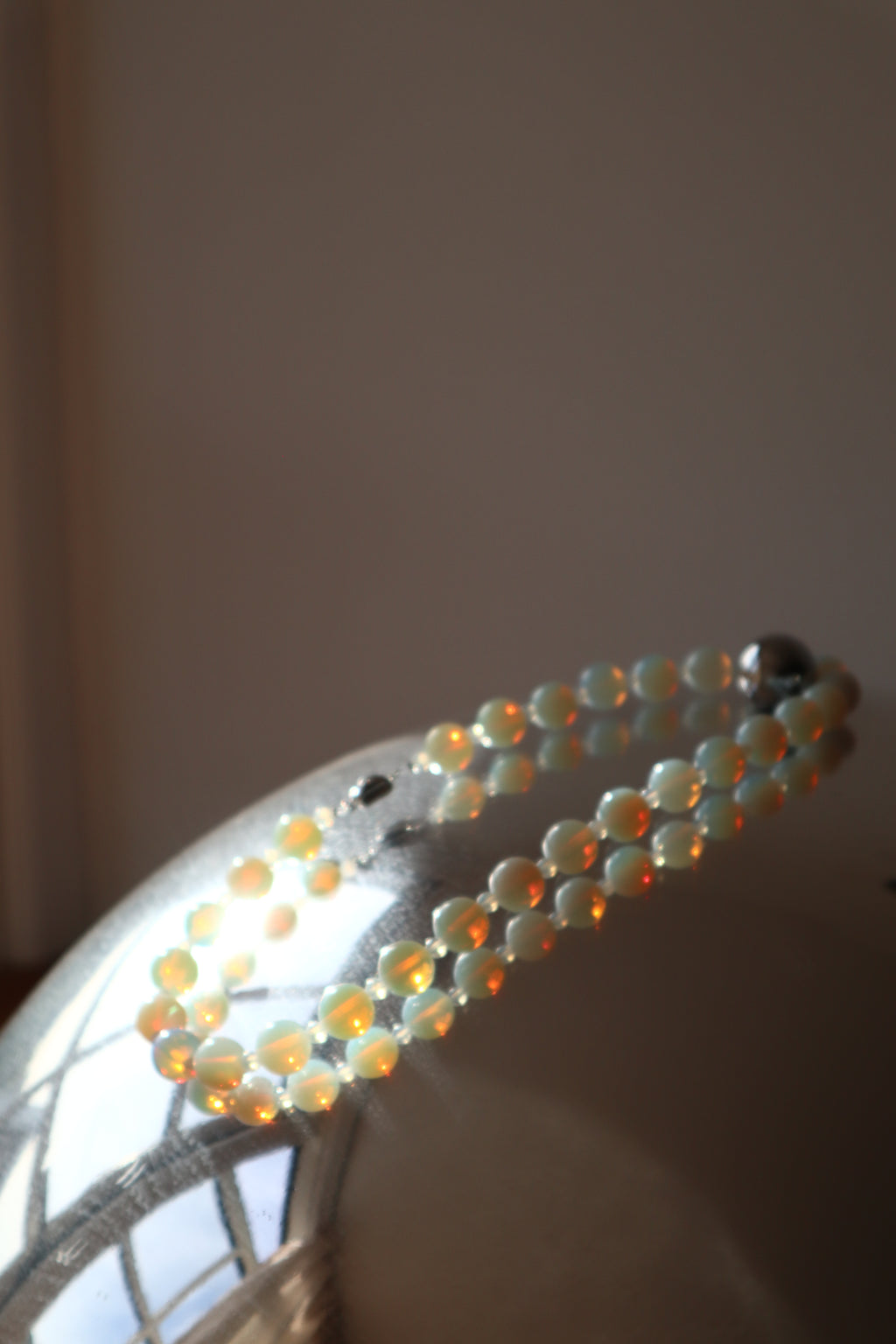 Opal Moon necklace, small bead