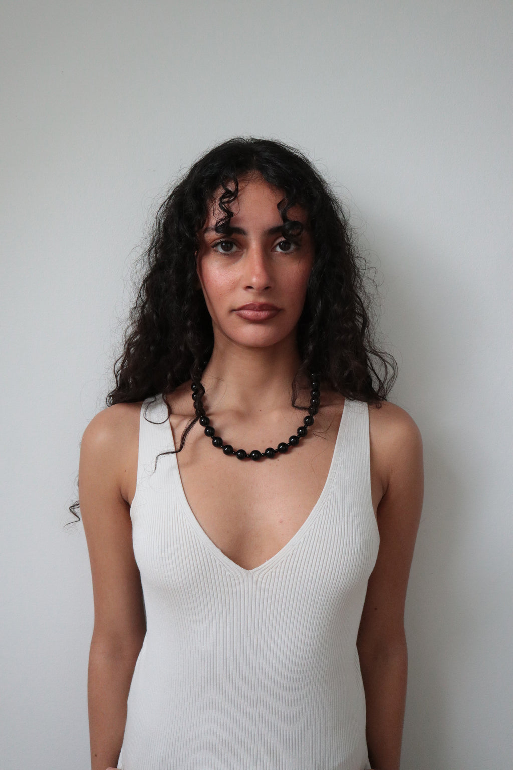 Black Onyx necklace, small bead