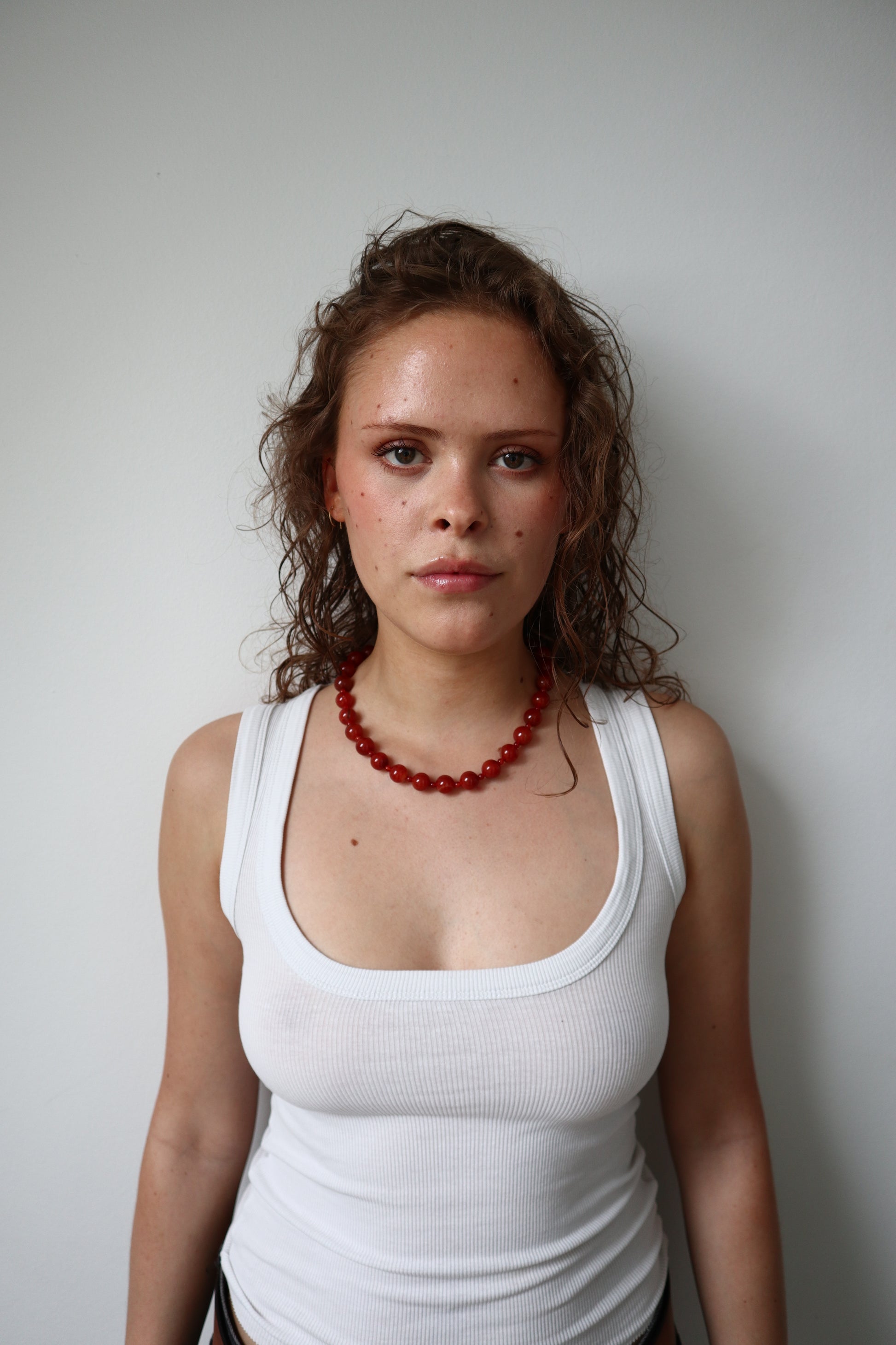 Red Carnelian necklace, small bead