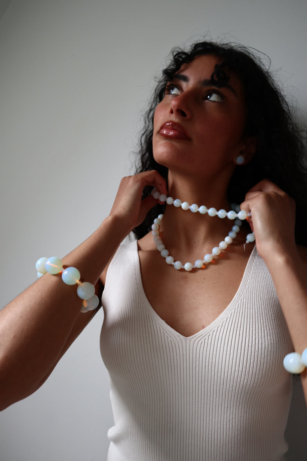 Opal Moon necklace, small bead