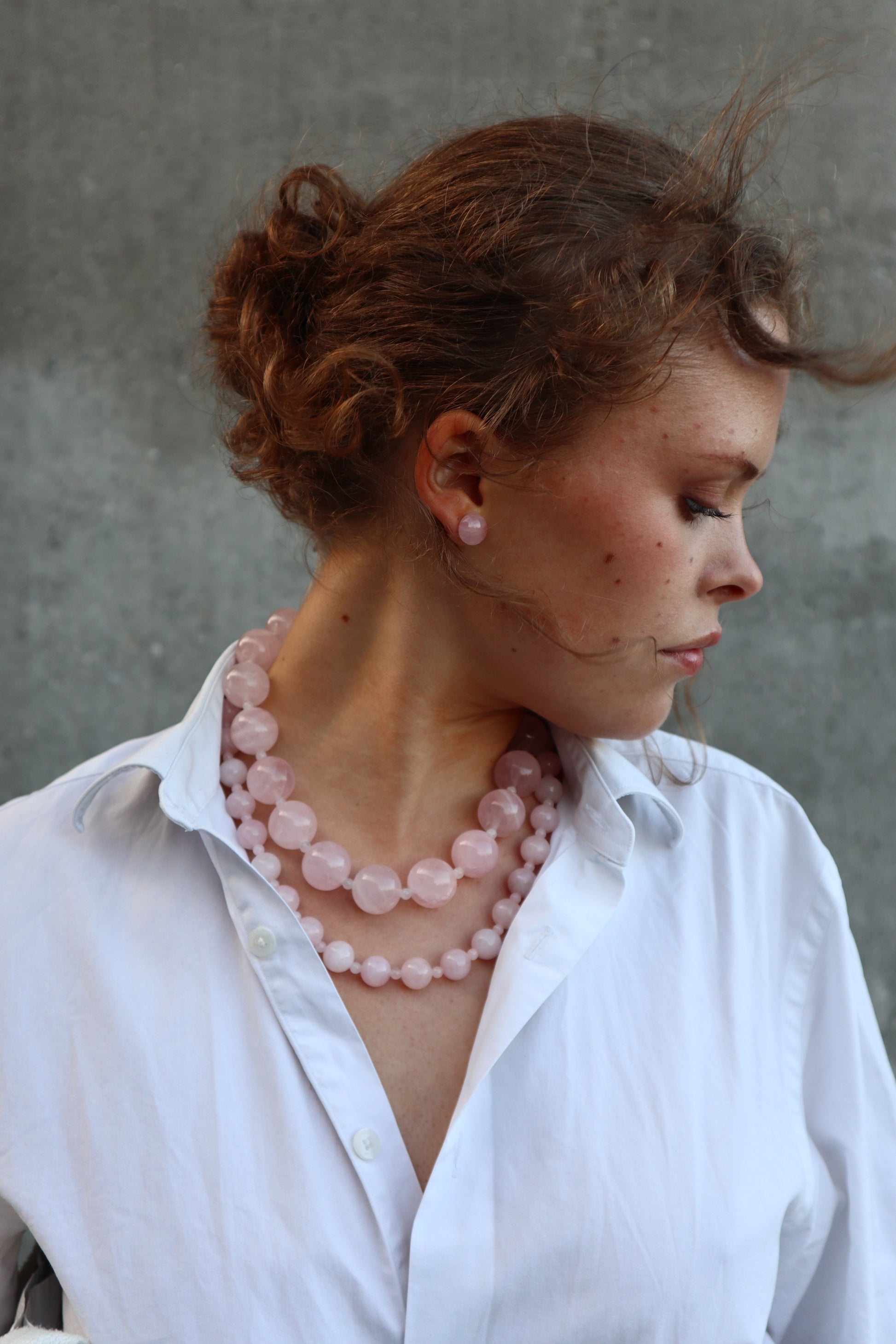 Rose Quartz necklace, small bead