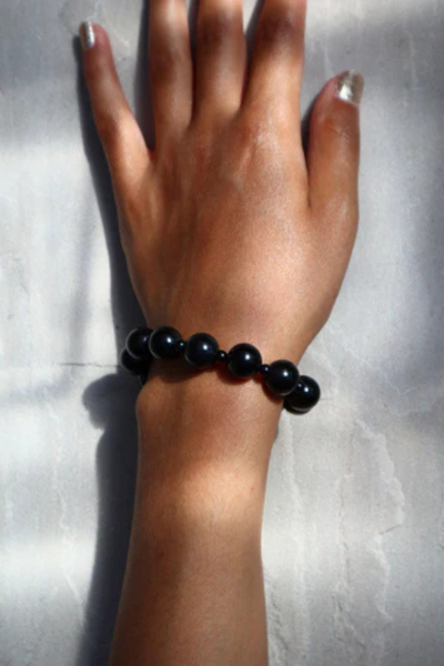 black obsidian small beaded bracelet